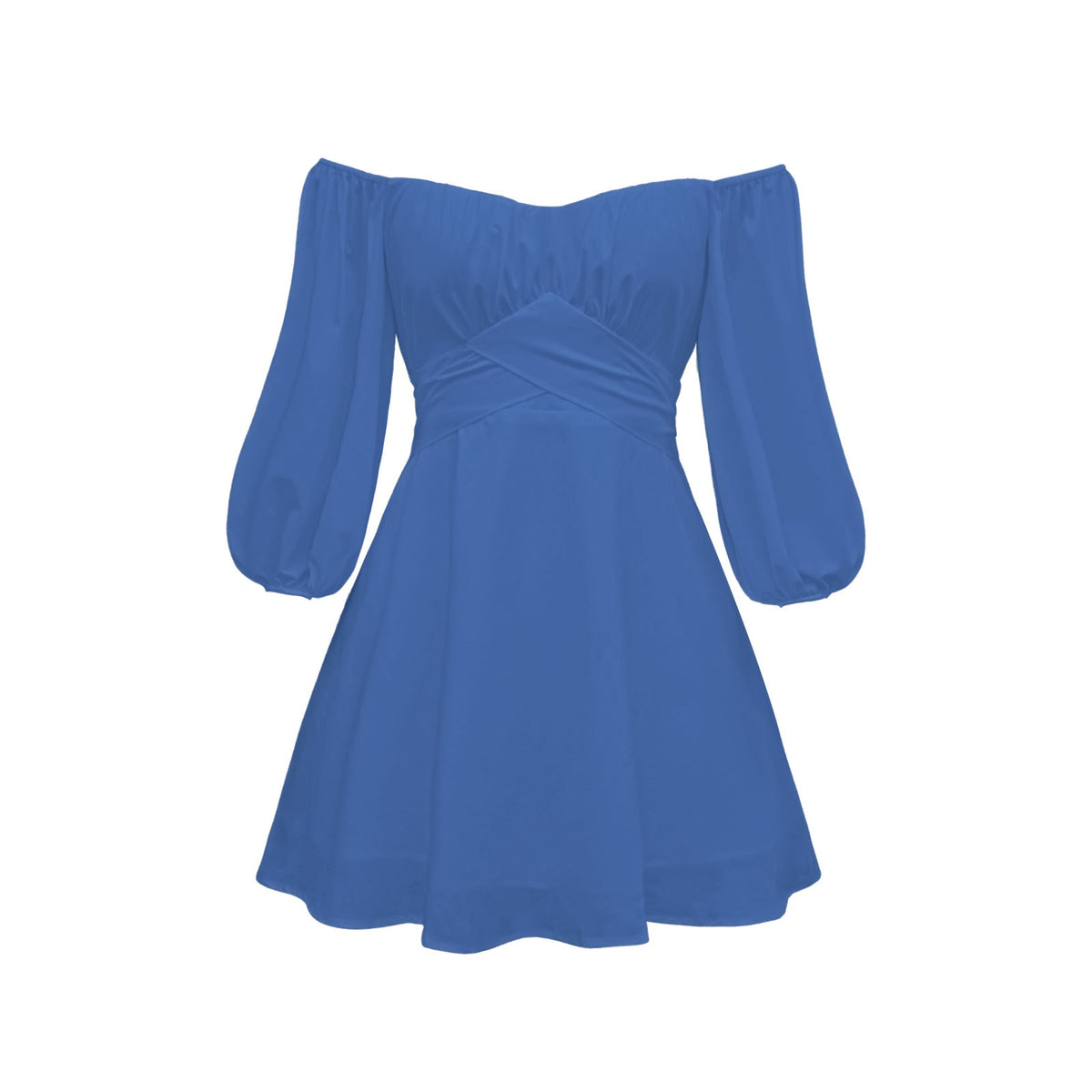 Feminine One Line Collar Lantern Sleeve Dress
