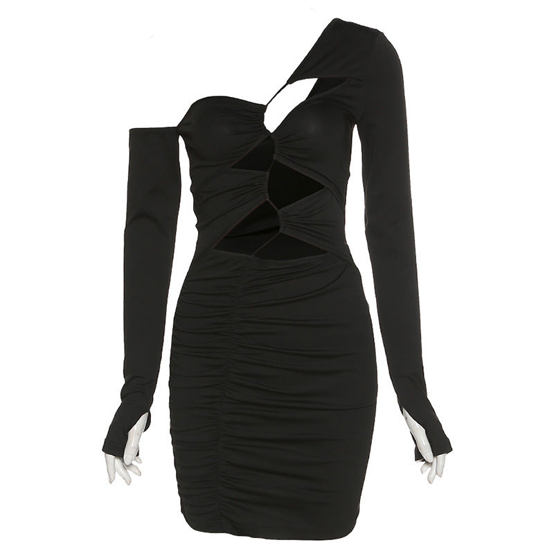 Slim Black Cutout Hip Dress