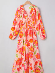 Smocked Floral Long Sleeve Maxi Dress