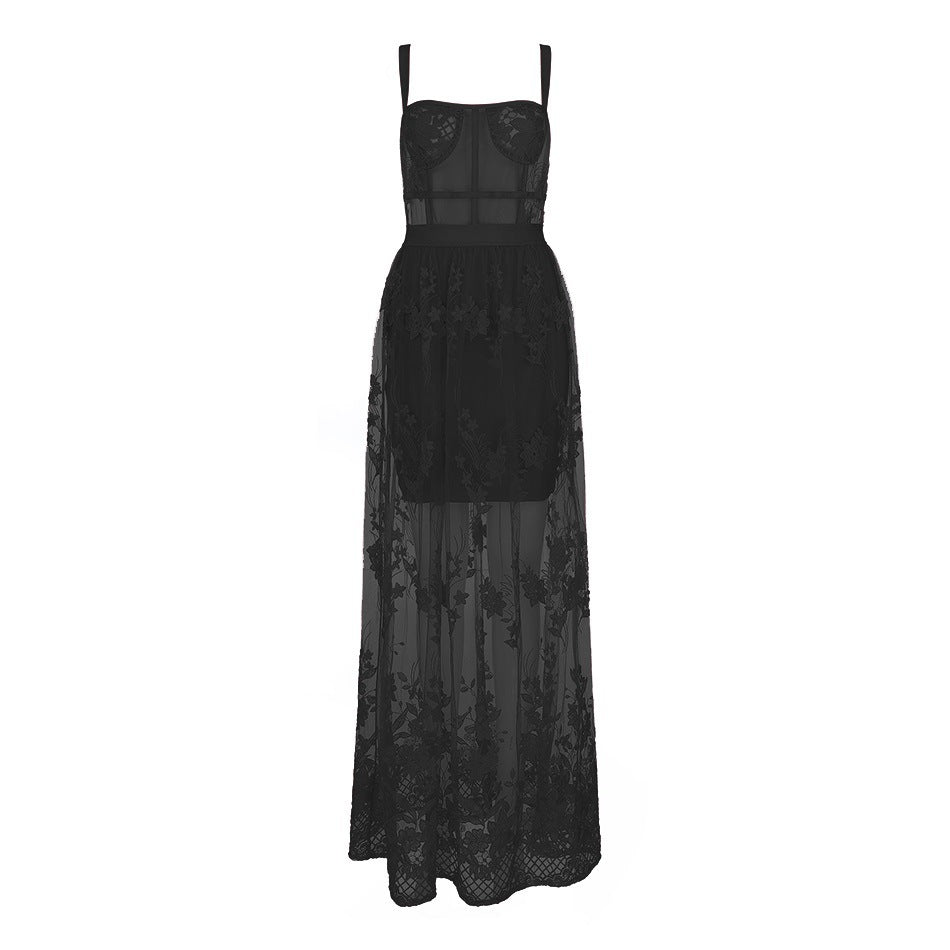 Alyia Maxi Corset Mesh Dress
