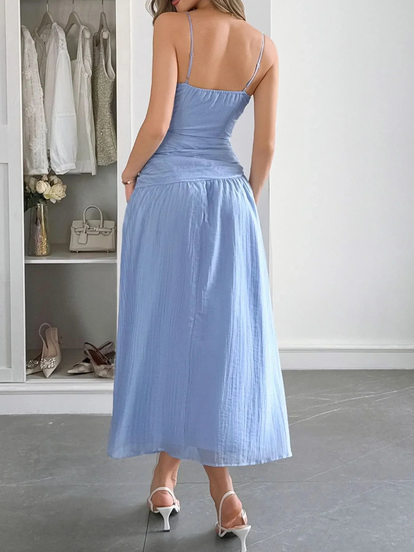 Cutout V-Neck Sleeveless Midi Dress