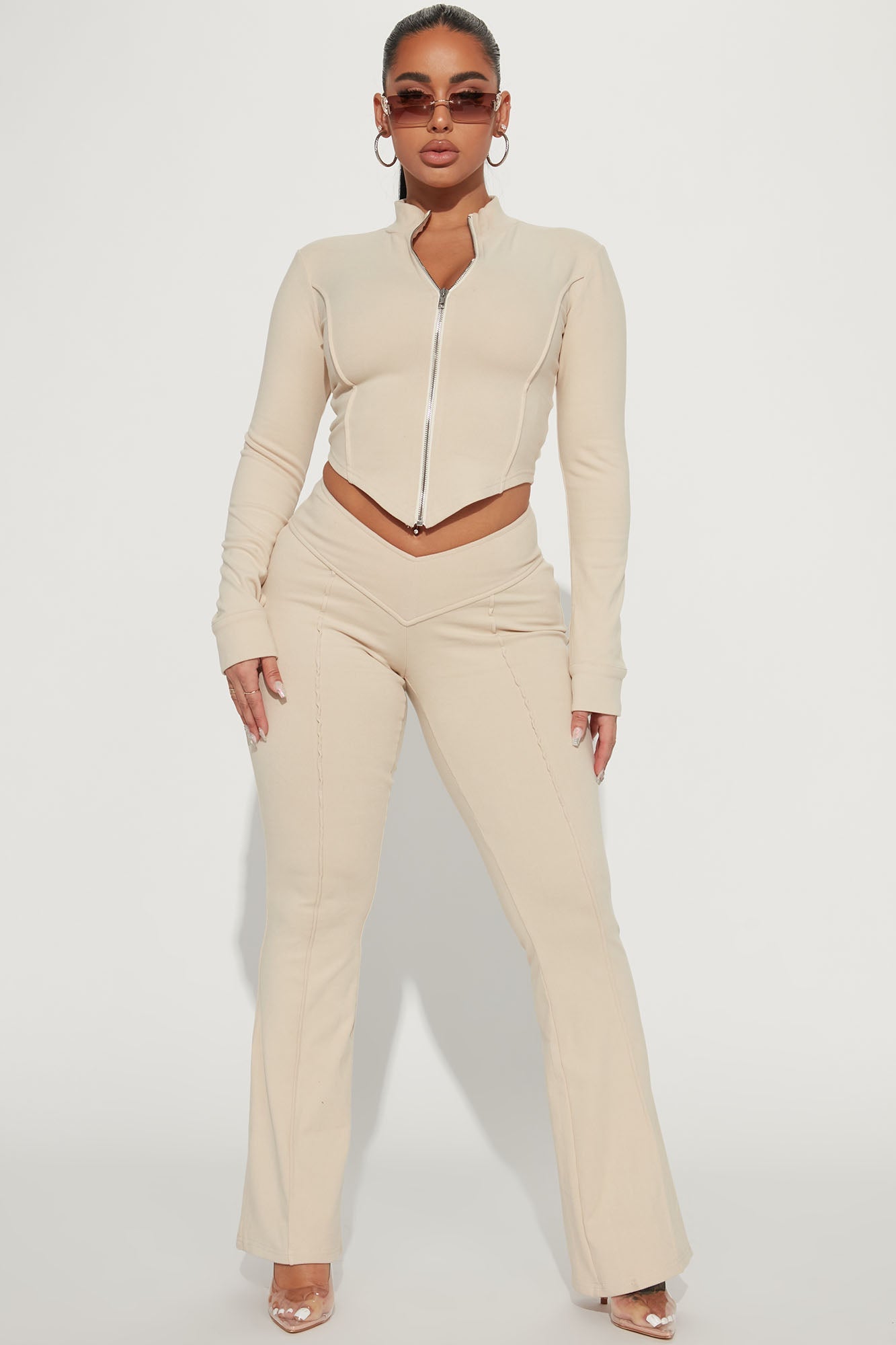 High Waist Bootcut Pants Two-piece Set