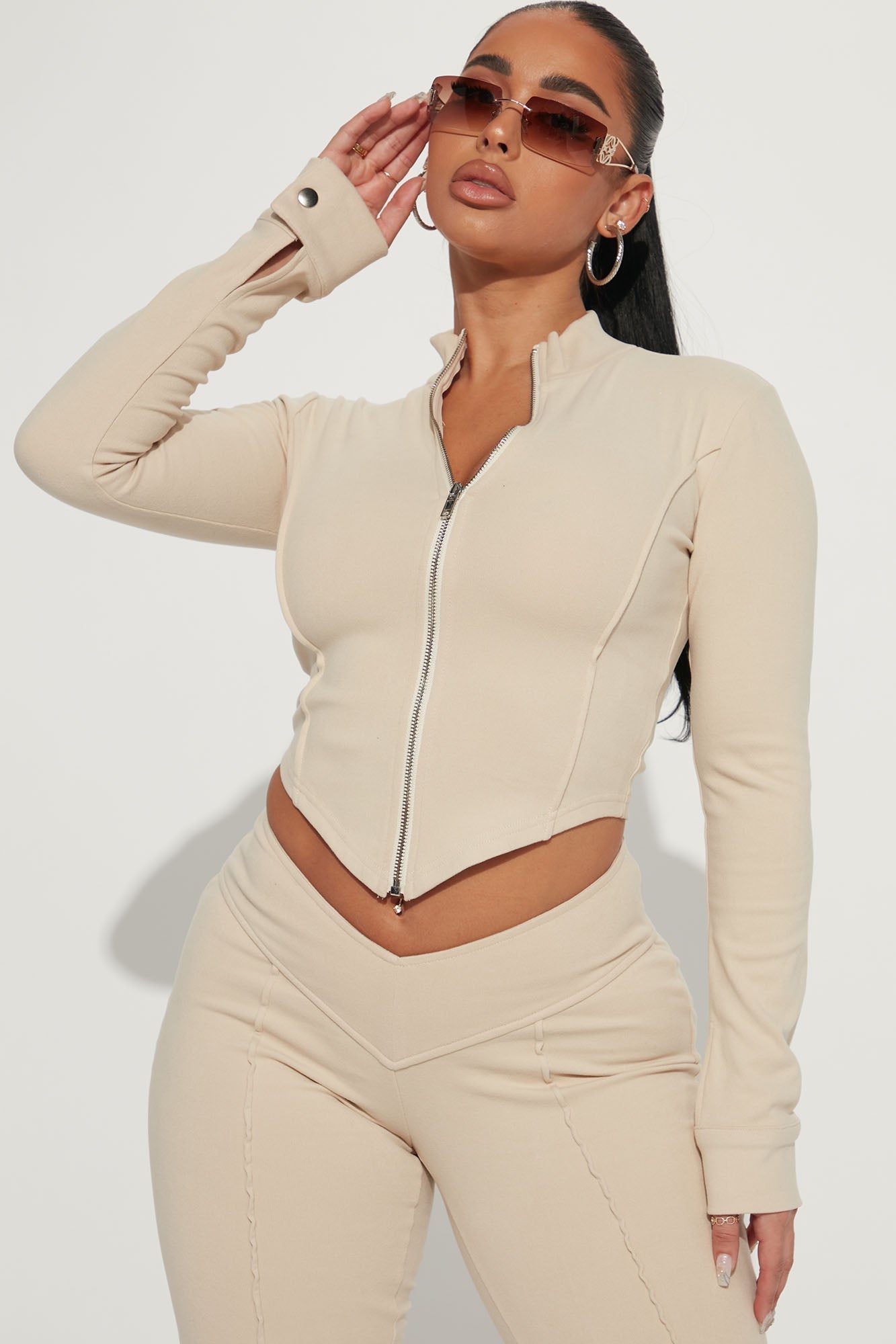 High Waist Bootcut Pants Two-piece Set