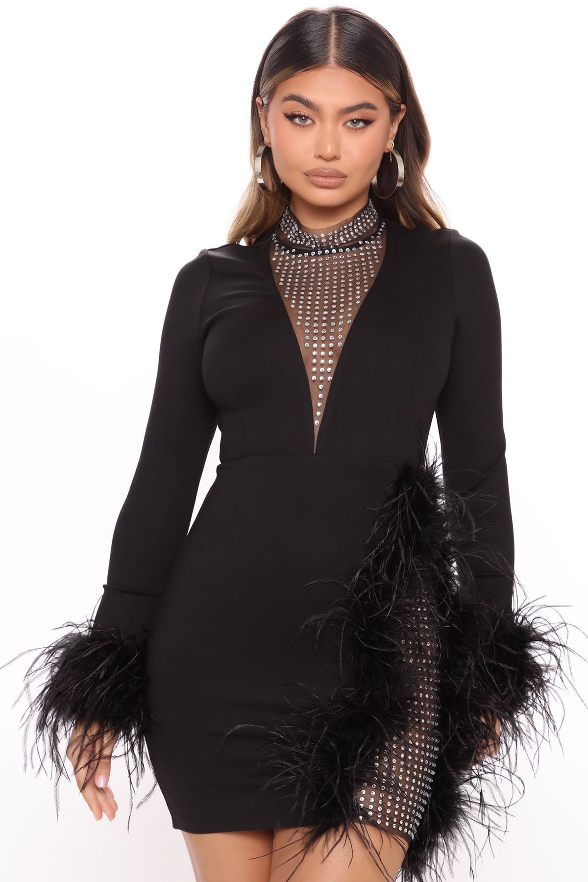 CHIC CELEB FUR MINI PARTY DRESS