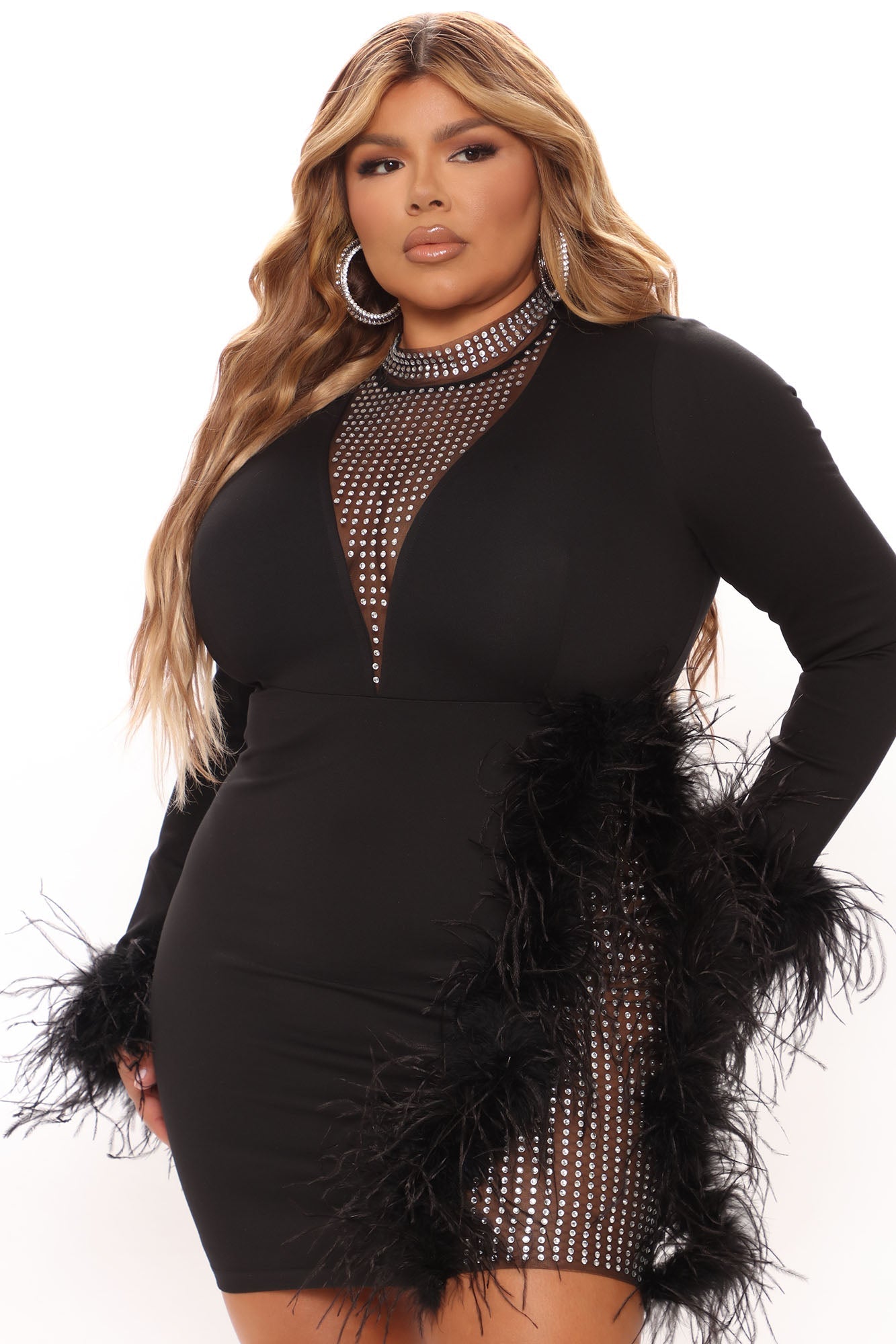 CHIC CELEB FUR MINI PARTY DRESS-WHITE