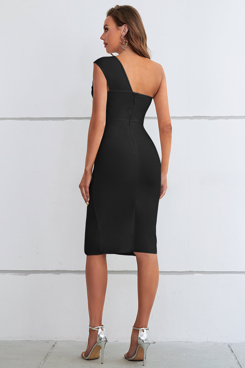 Seam Button Stretch Slim Fit Bandage Dress