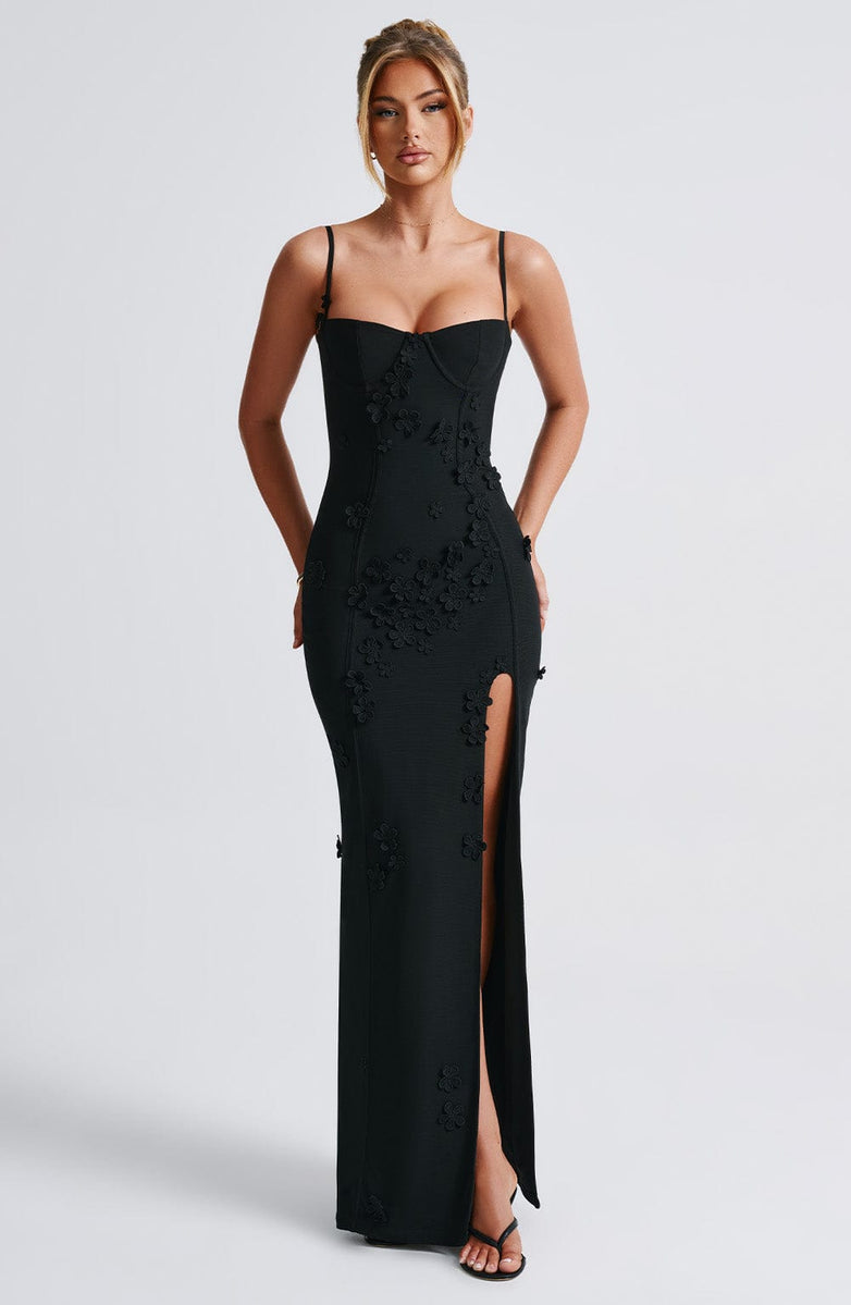 ALANA MAXI DRESS-LINED-BLACK