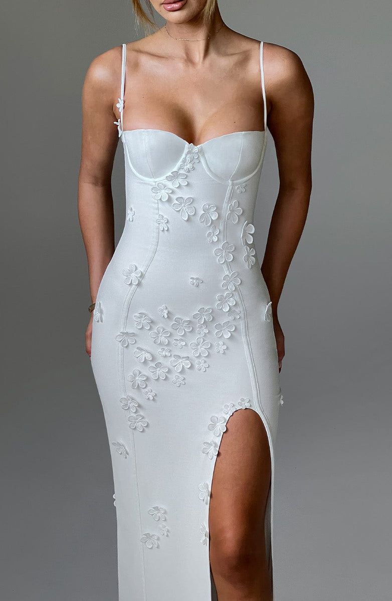 ALANA MAXI DRESS-LINED-WHITE