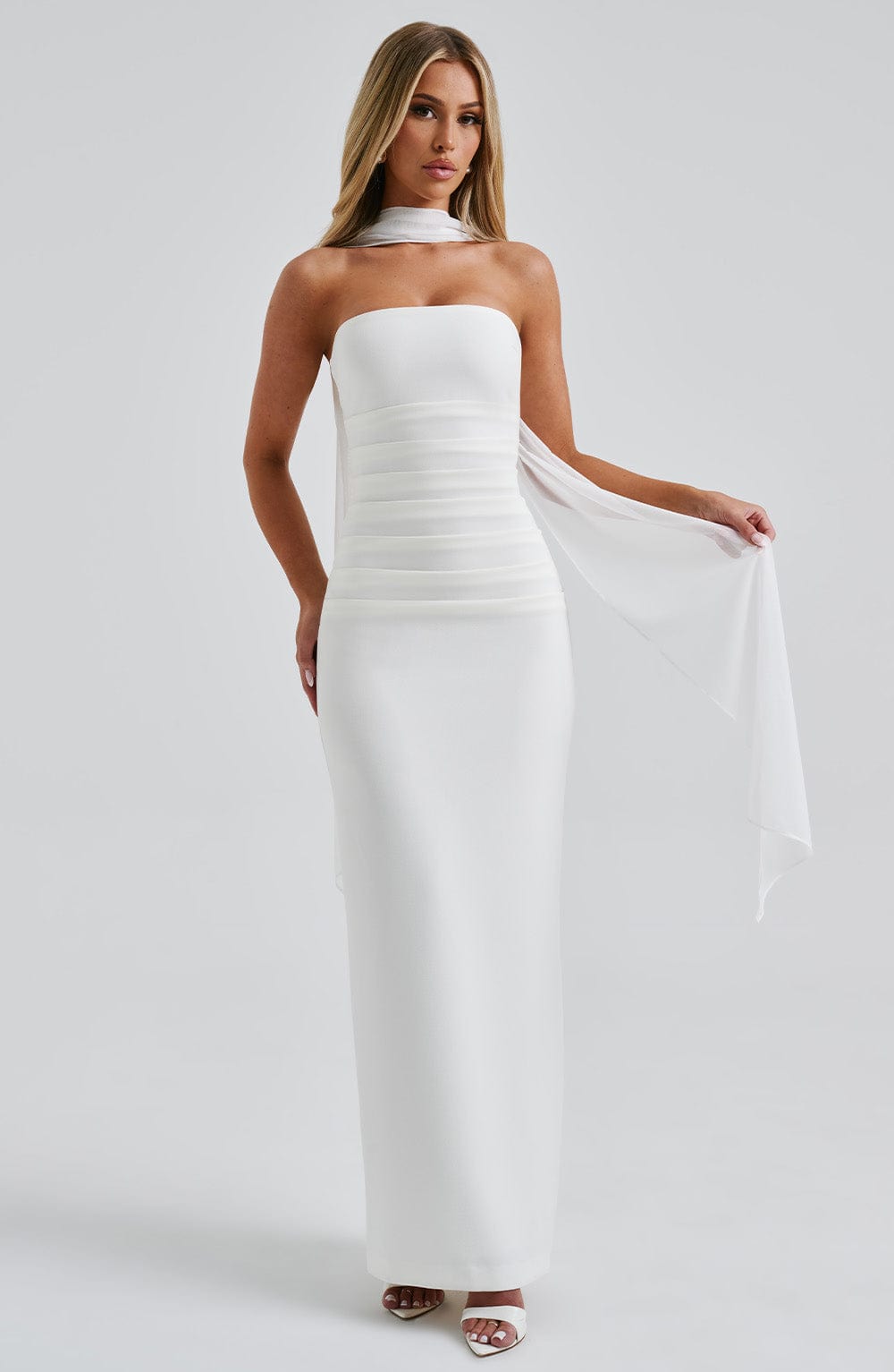 CHIC ELEGANT MAXI DRESS-WHITE