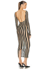 KALIA STRIPED MIDI DRESS