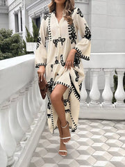 Bohemian Print Tiered Midi Dress