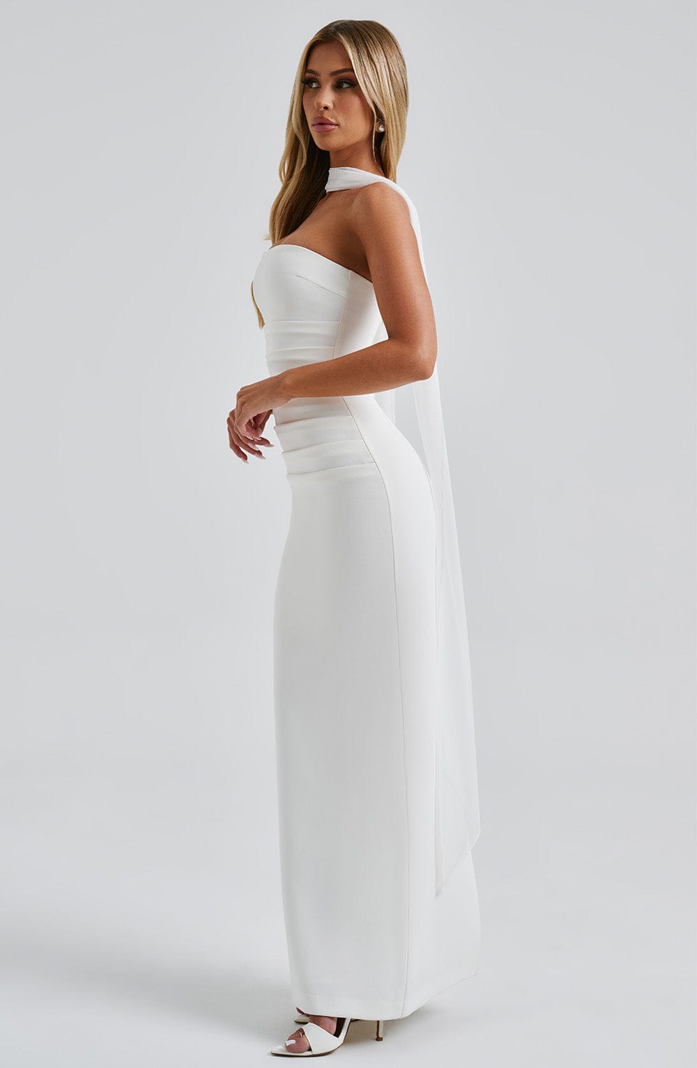 CHIC ELEGANT MAXI DRESS-WHITE
