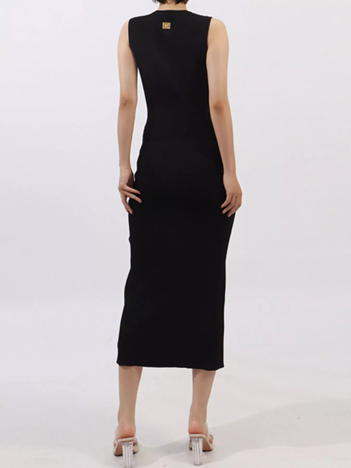 Slit Round Neck Sleeveless Dress