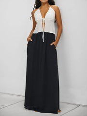 High Waist Maxi Skirt with Pockets
