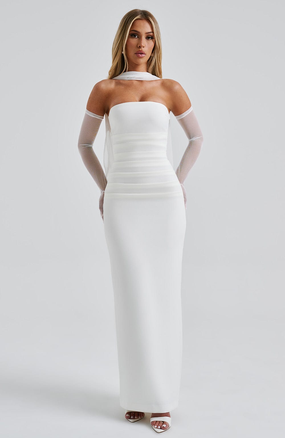 CHIC ELEGANT MAXI DRESS-WHITE