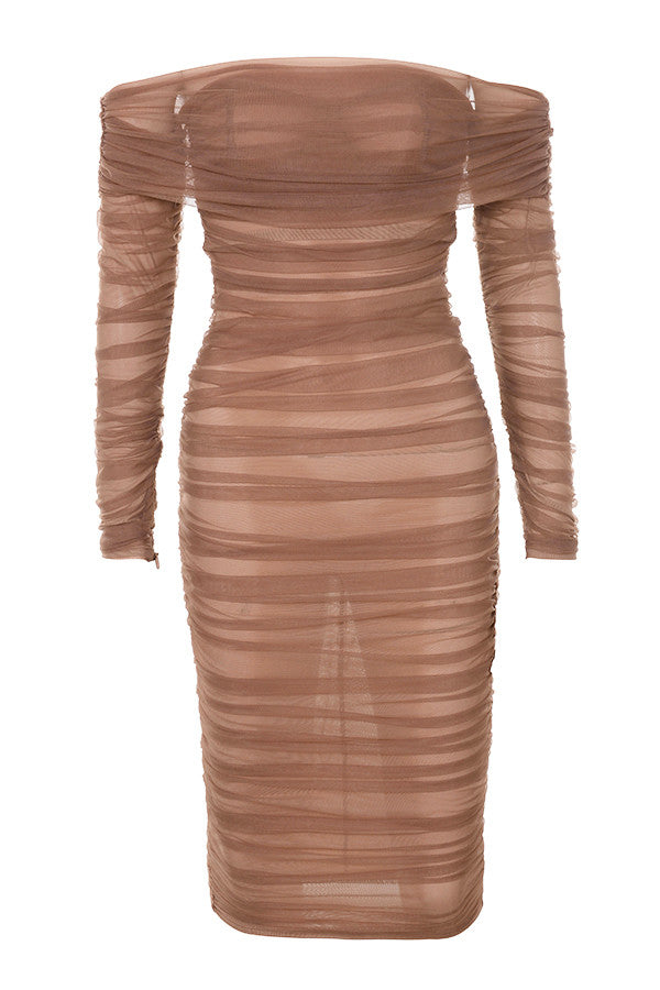 Aliha Elegant Off Shoulder Midi Dress