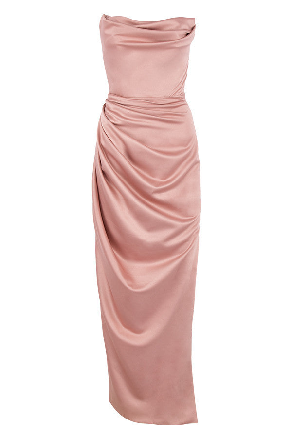 AERIKA SATIN STRAPLESS GOWN-PINK