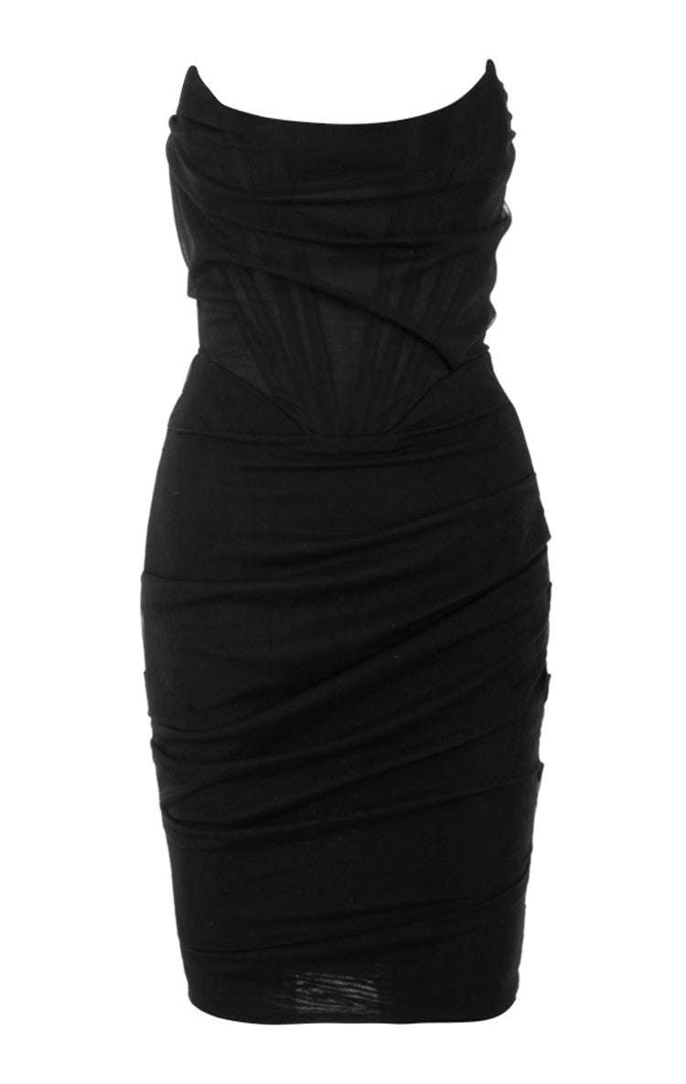 CHIC ELEGANT CORSET MINI DRESS-BLACK