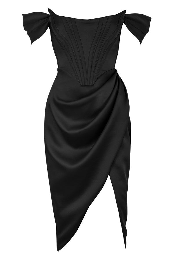 Alyia Satin Off Shoulder Dress