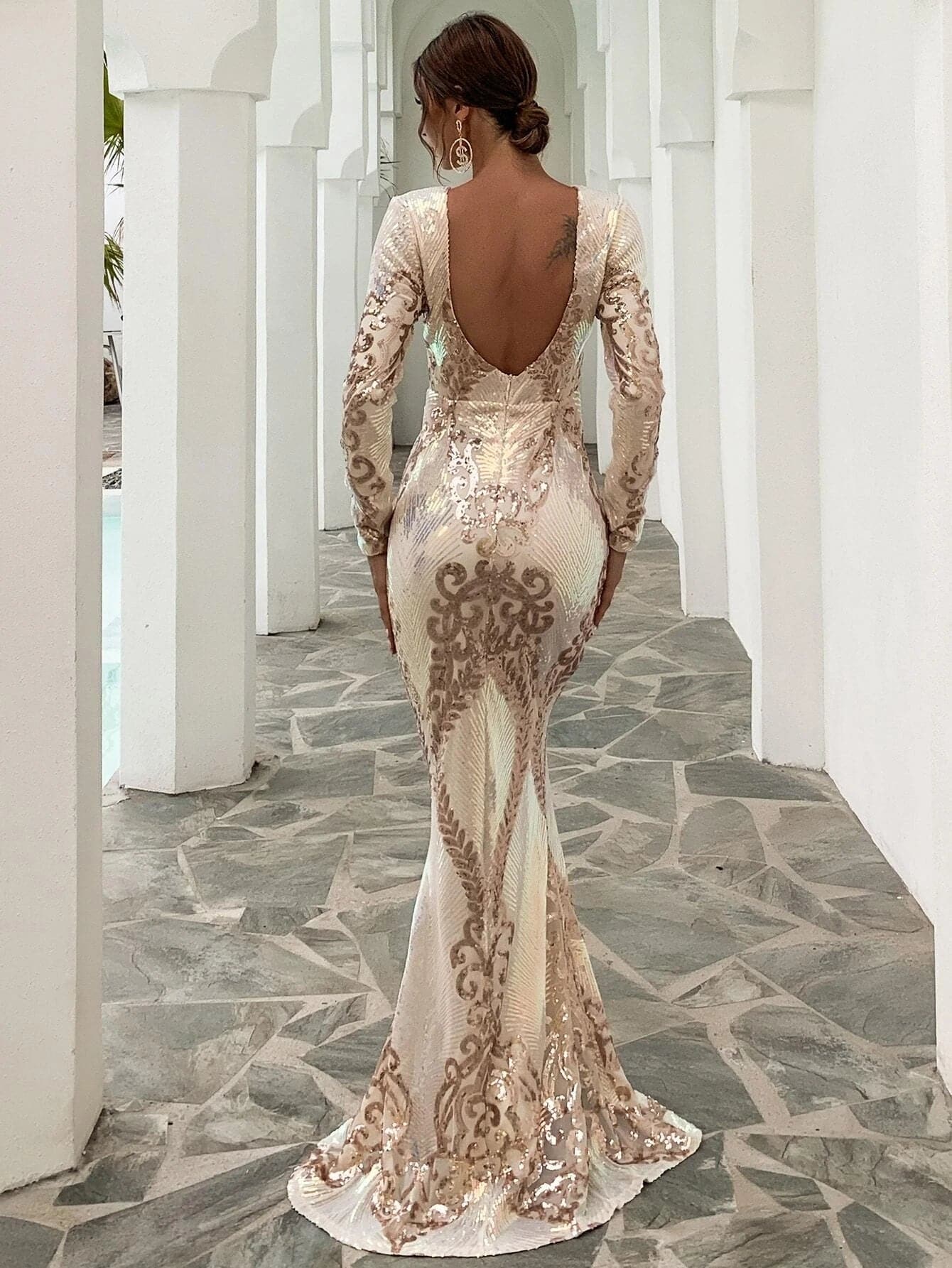 Alyia Sequin Maxi Evening Dress