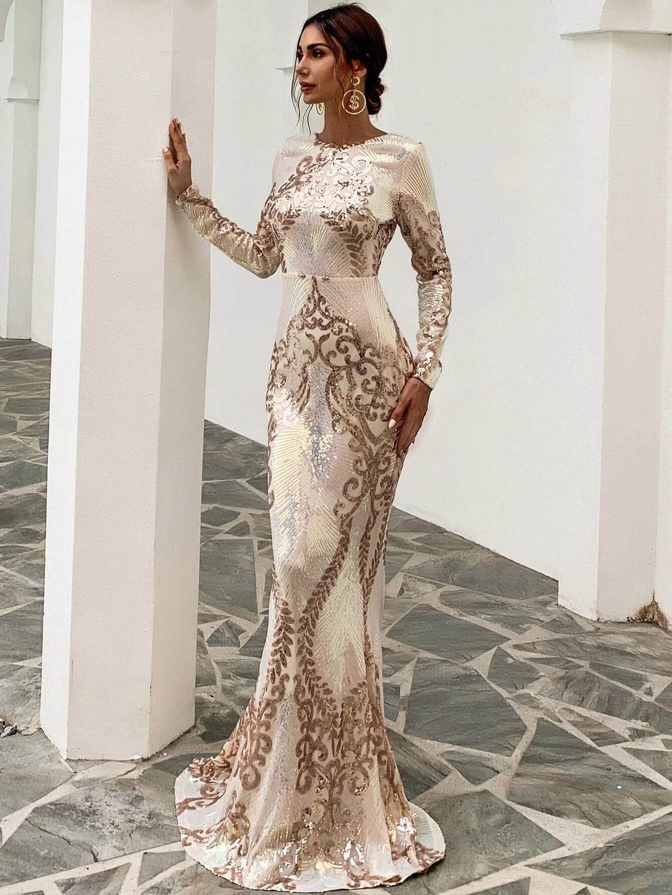 Alyia Sequin Maxi Evening Dress