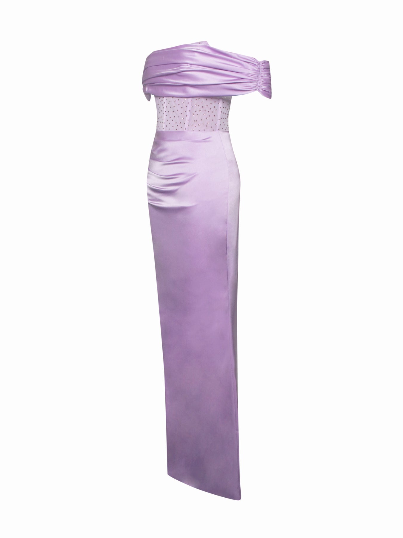 Off-shoulder Long Slit White Bandage Dress