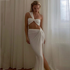 Split Long Skirts Two Piece Summer Set Dress