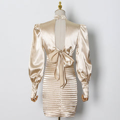Elegant Hollow Lantern Sleeve Dress
