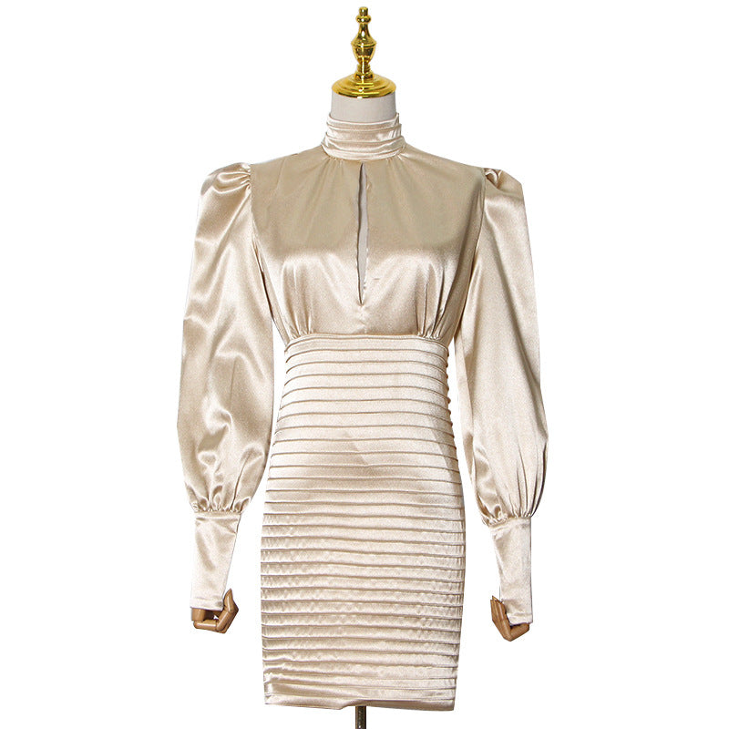 Elegant Hollow Lantern Sleeve Dress
