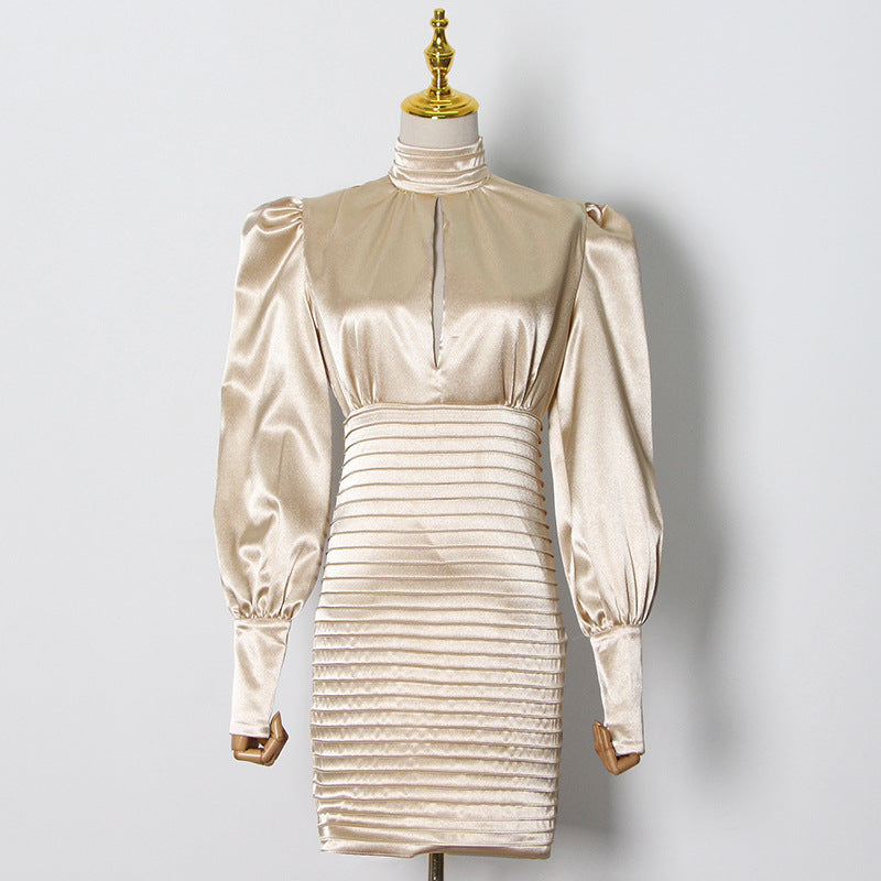 Elegant Hollow Lantern Sleeve Dress