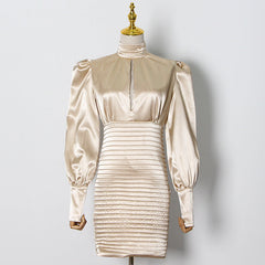 Elegant Hollow Lantern Sleeve Dress