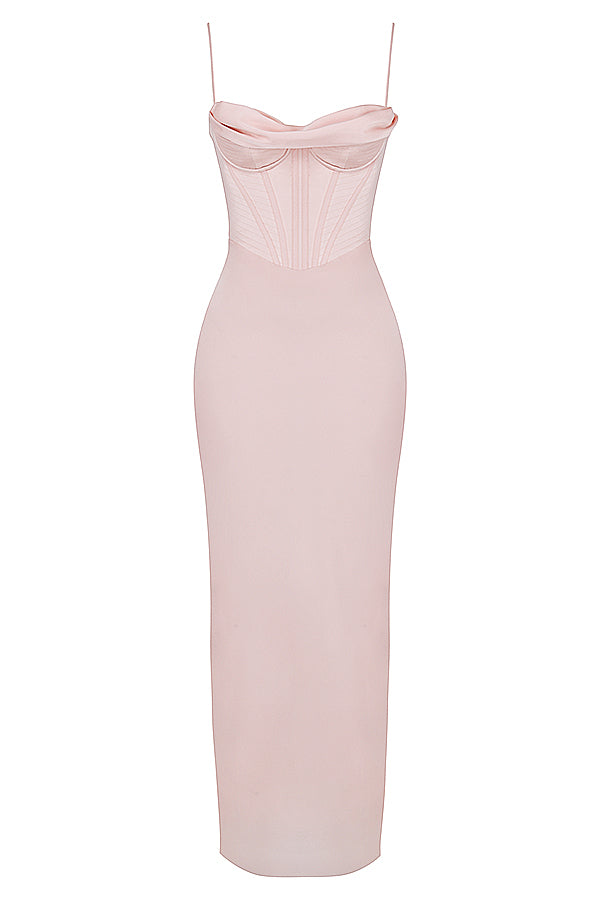 Elegant Corset Maxi Dress-Pink