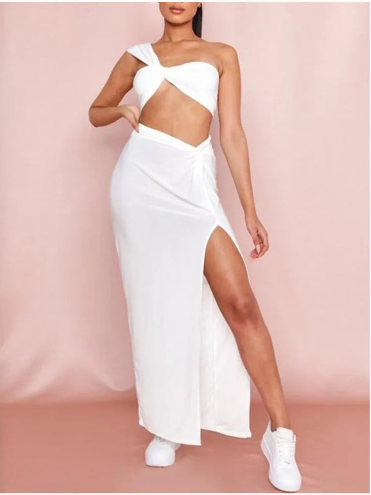 Split Long Skirts Two Piece Summer Set Dress