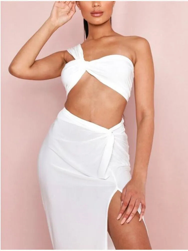 Split Long Skirts Two Piece Summer Set Dress