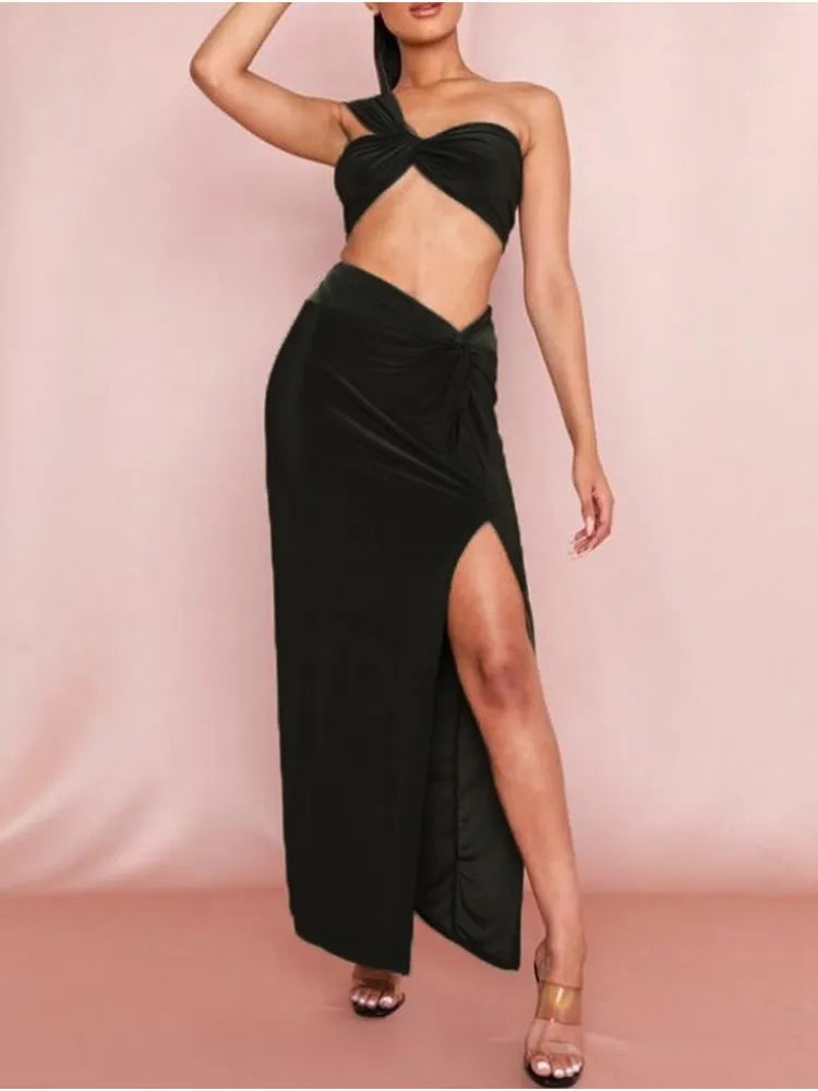 Split Long Skirts Two Piece Summer Set Dress