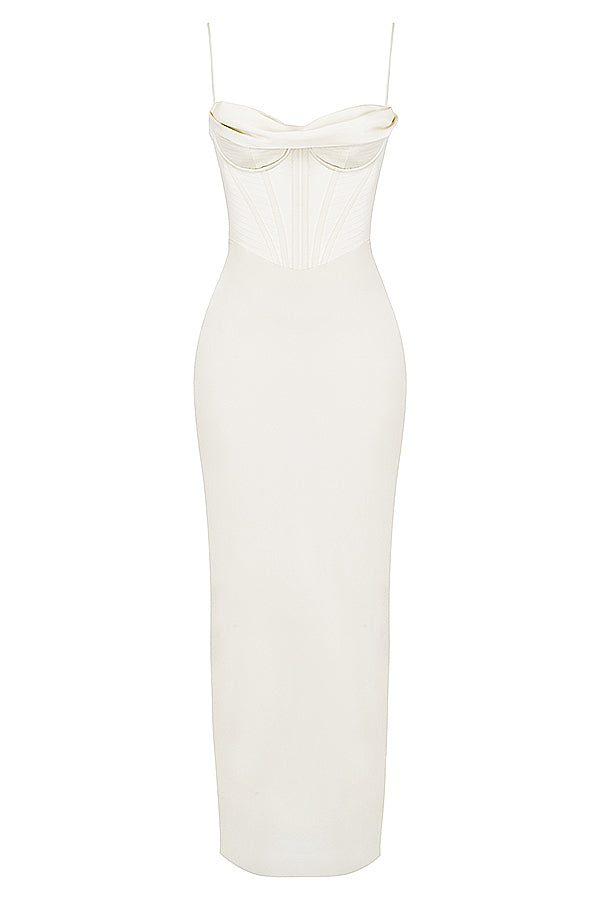 Elegant Corset Maxi Dress-Brown