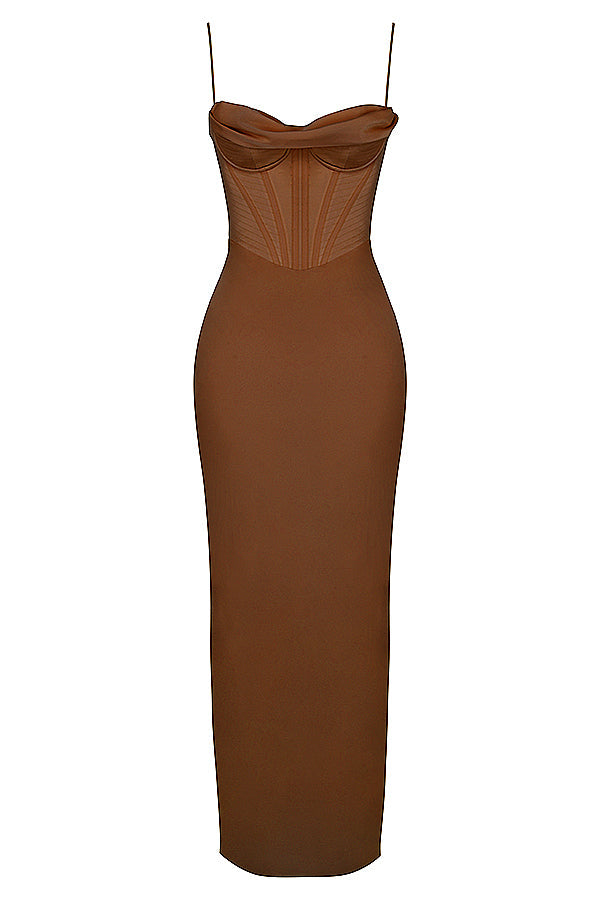 Elegant Corset Maxi Dress-White