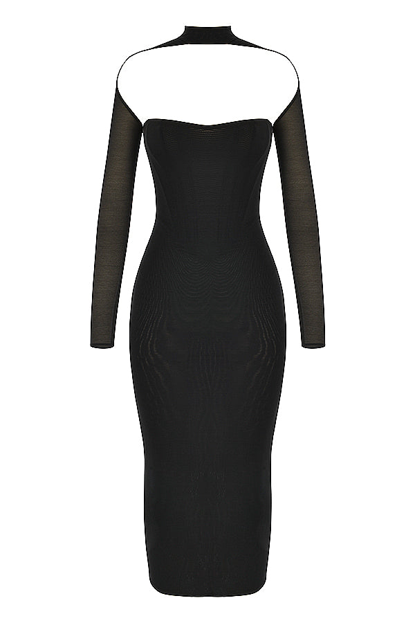 Alyia Mesh Corset Midi Bandage Dress