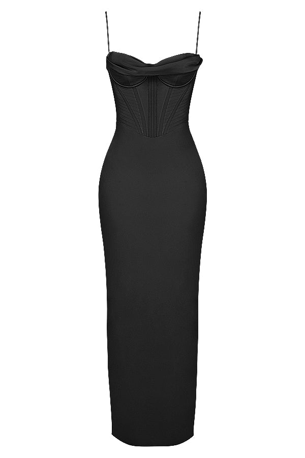 Elegant Corset Maxi Dress-Pink
