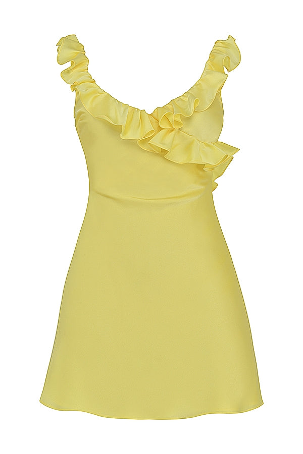 Chic Backless Satin Ruffle Mini Dress
