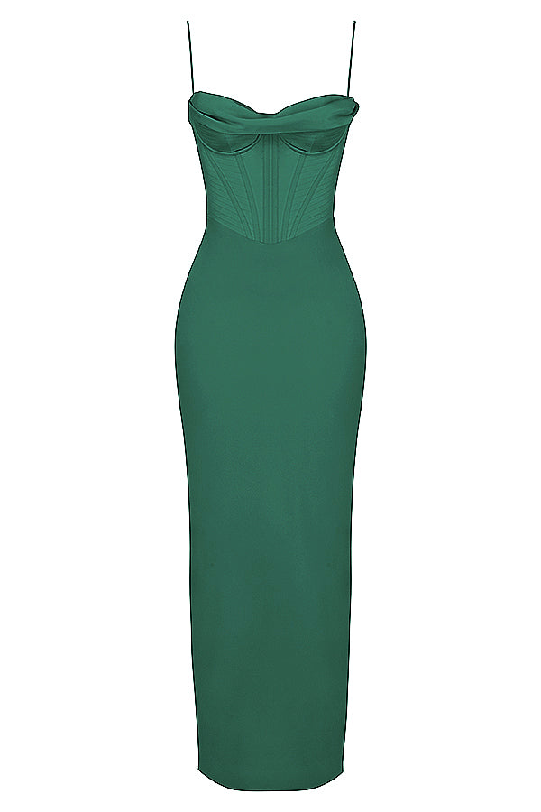 Elegant Corset Maxi Dress-Green