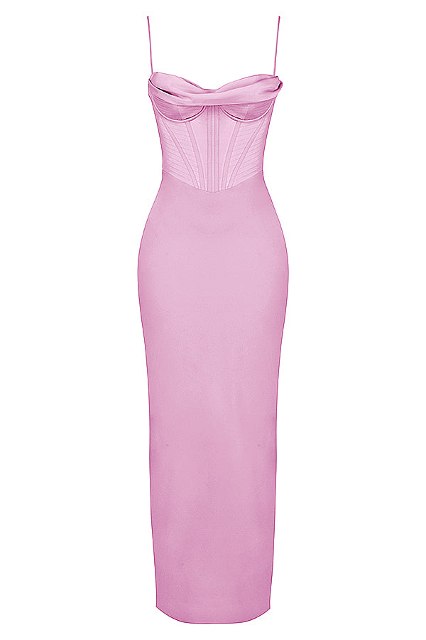 Elegant Corset Maxi Dress-Rose Pink