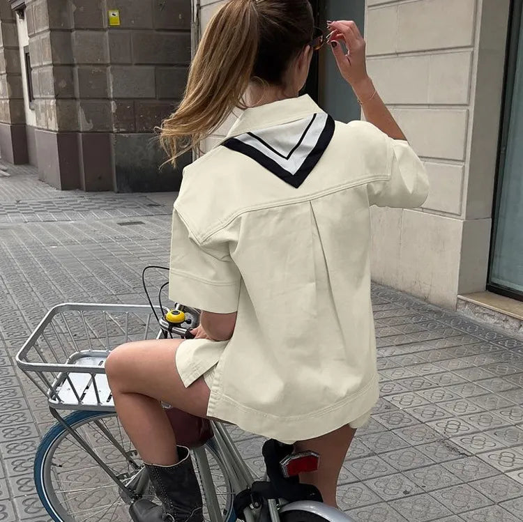 Chic Lapel Pocket Two-Piece Set