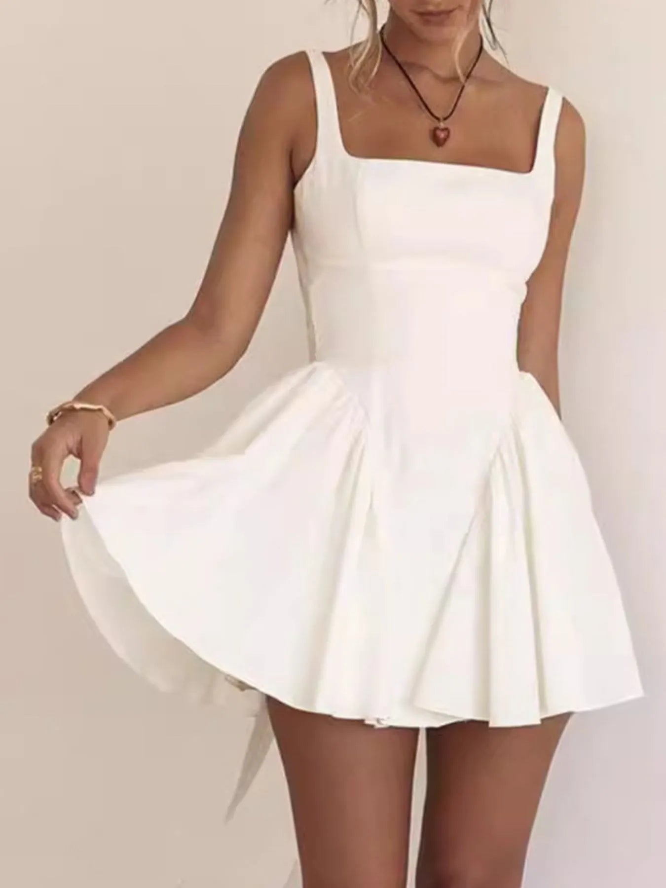 Backless Square Neck Mini Dress