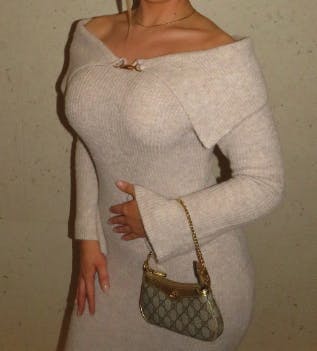 Alyia Off shoulder Fluffy Knit Dress