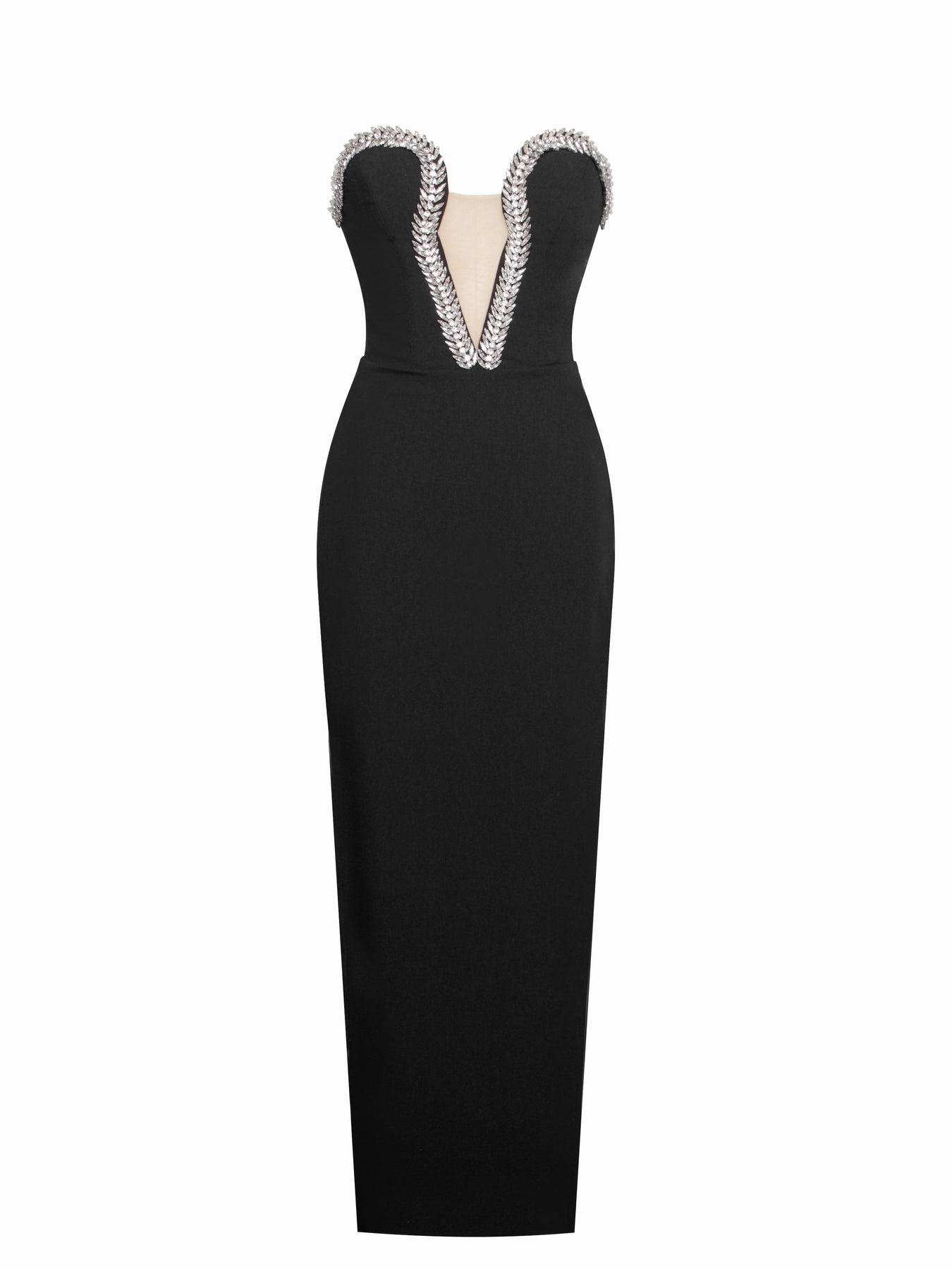 V-neck Diamond Black Bandage Dress