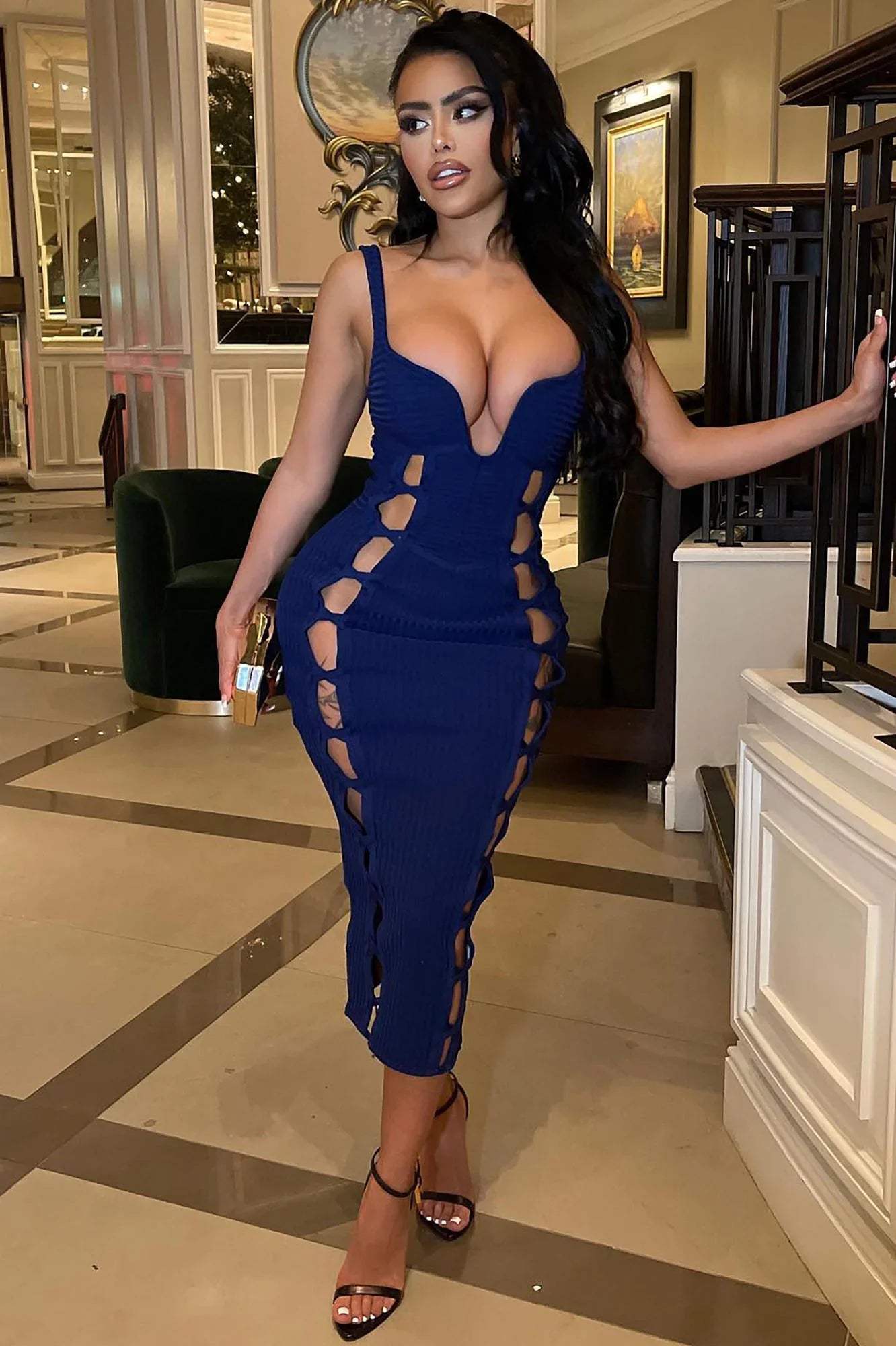 HULA BANDAGE HOLLOW DRESS
