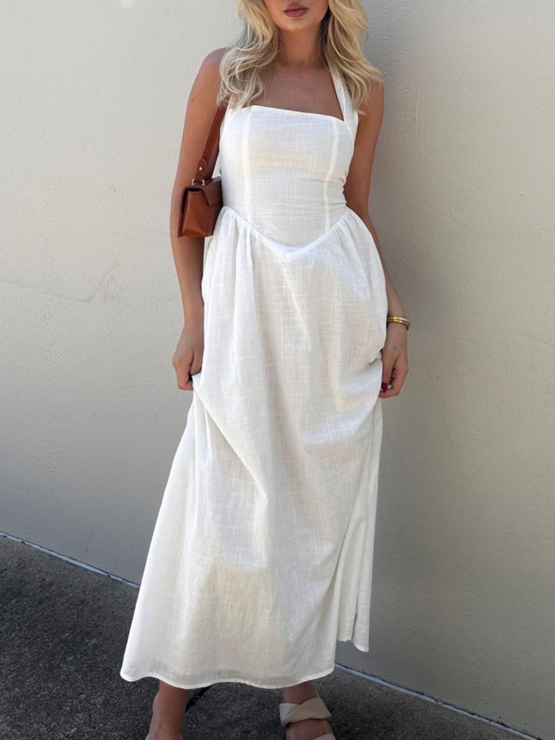 Alera Halter Neck Maxi Dress with Pockets