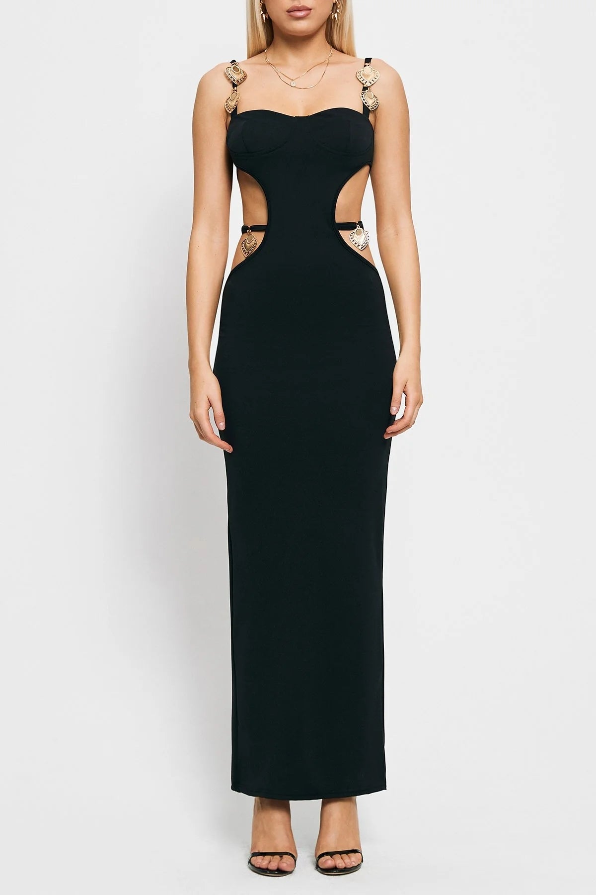 Alyia Suspender Waist Split Skirt Dress