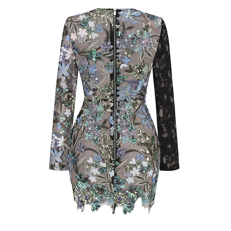 Alyia Sequined Sleeved Dress